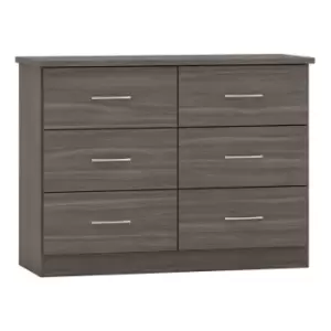 Image of Seconique Nevada 6 Drawer Chest - Black Wood Grain