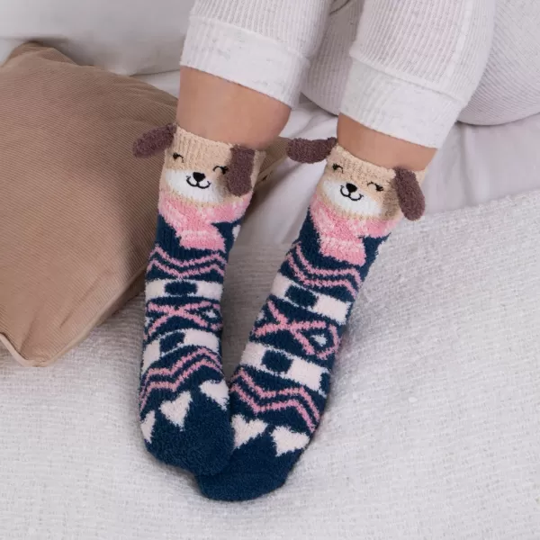 Image of totes Novelty Super Soft Dog Slipper Socks MultiColoured