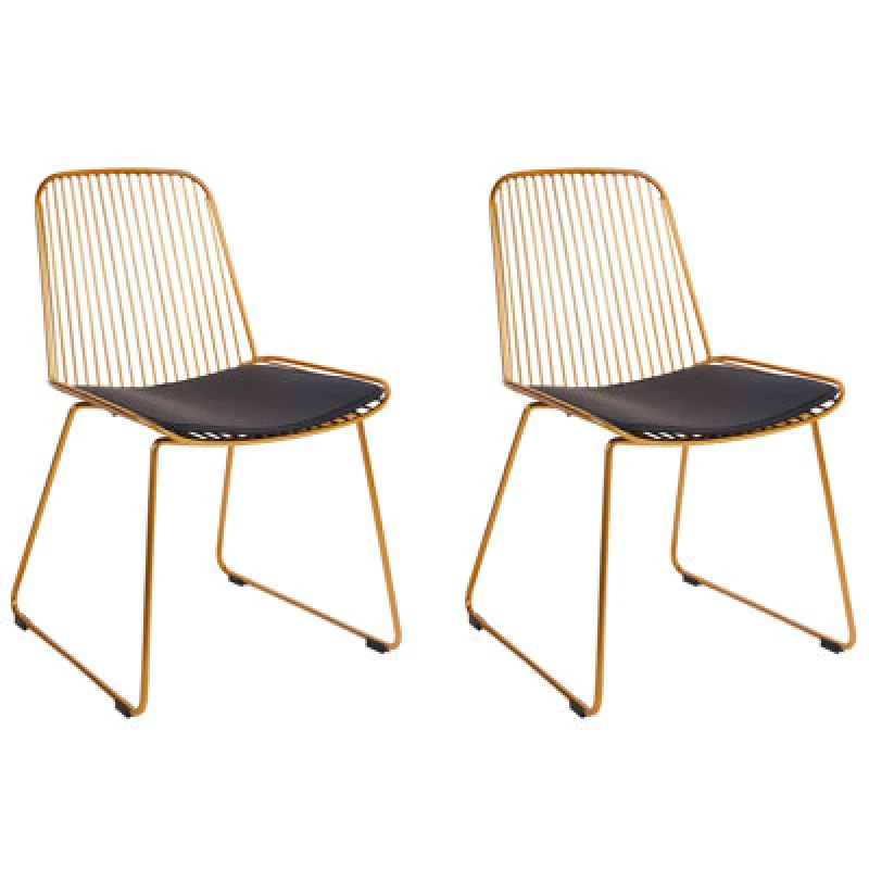 Image of Beliani Set Of 2 Dining Chairs Pensacola Metal Gold