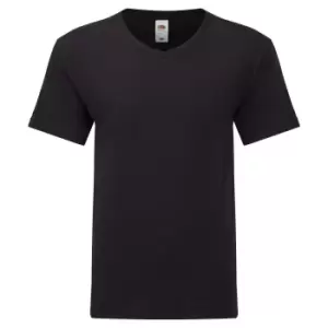 Image of Fruit Of The Loom Mens Original V Neck T-Shirt (S) (Black)