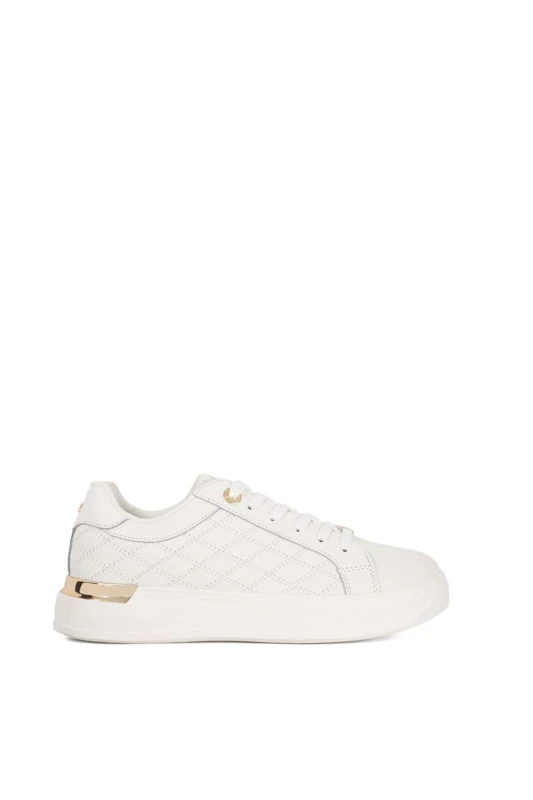 Image of Dune London Womens 'Elba' Leather Trainers in White Size: 6 White Female 6