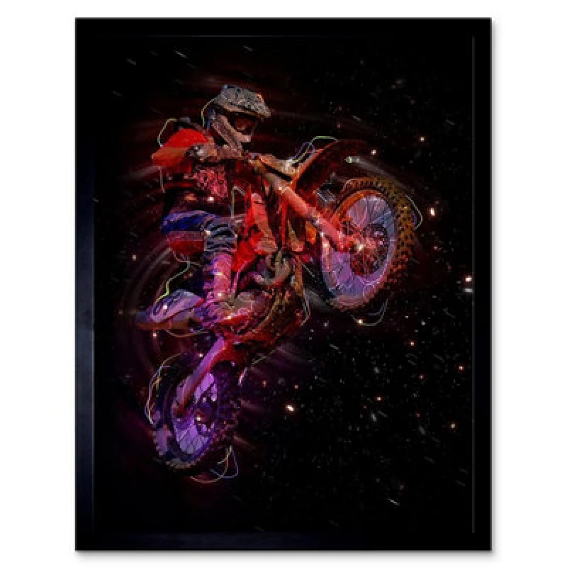 Image of Artery8 Electric Light Motocross Bike Home Decor 12X16" Framed Wall Art Print