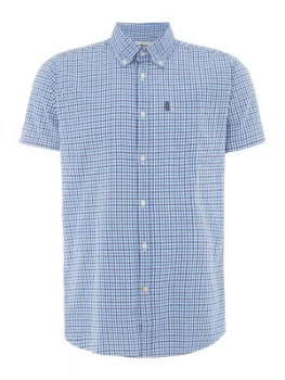 Image of Mens Barbour Newton Short Sleeve Shirt Blue