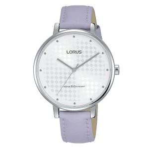 Image of Lorus RG267PX8 Ladies Patterned White Dial Dress Watch with Mauve Leather Strap