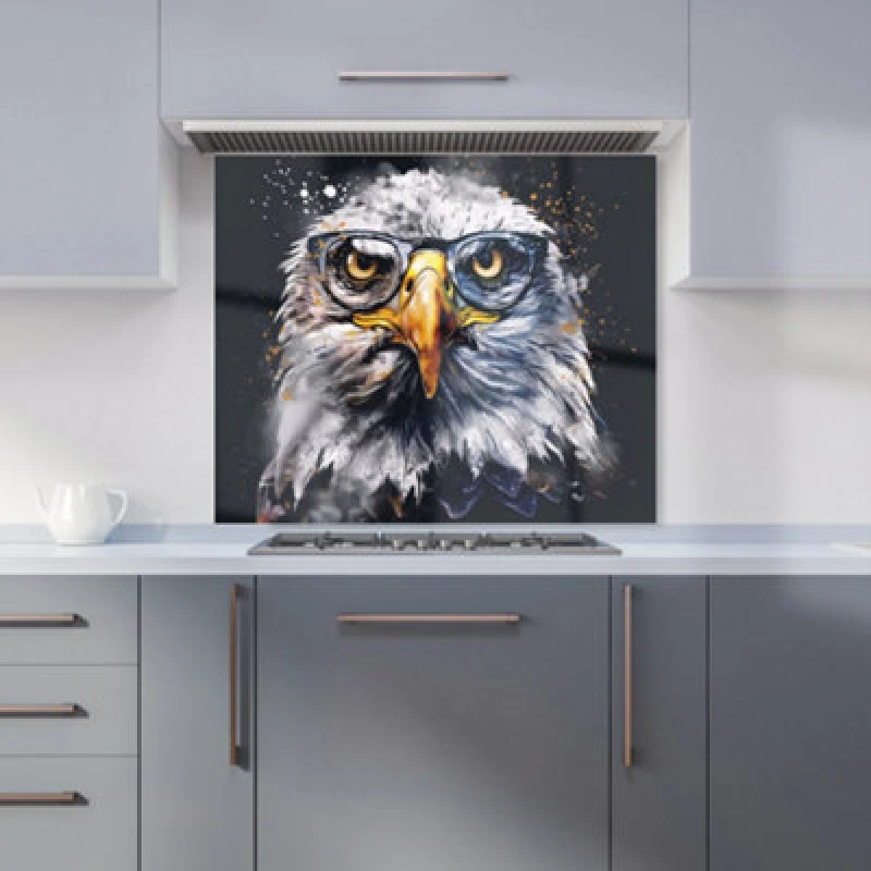 Image of Warren Reed - Designer Eagle In Glasses Splashart Kitchen Splashback W900Mm X H750Mm, Multi WR00902-P449