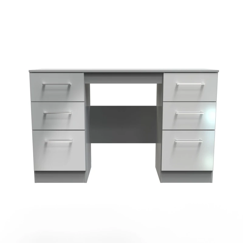 Image of Chester Double Pedestal Desk In Uniform Grey & Dusk Grey (Ready Assembled)