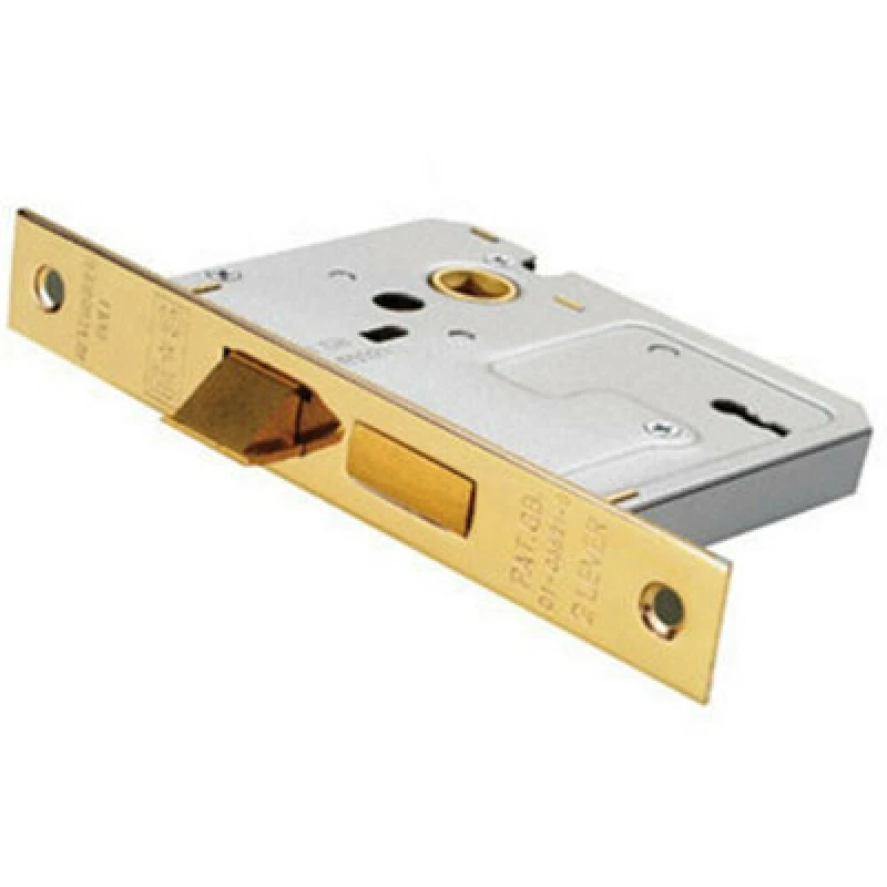 Image of Loops 76mm 3 Lever Contract Sashlock Square Forend Electro Brassed Door Latch Metallics unisex