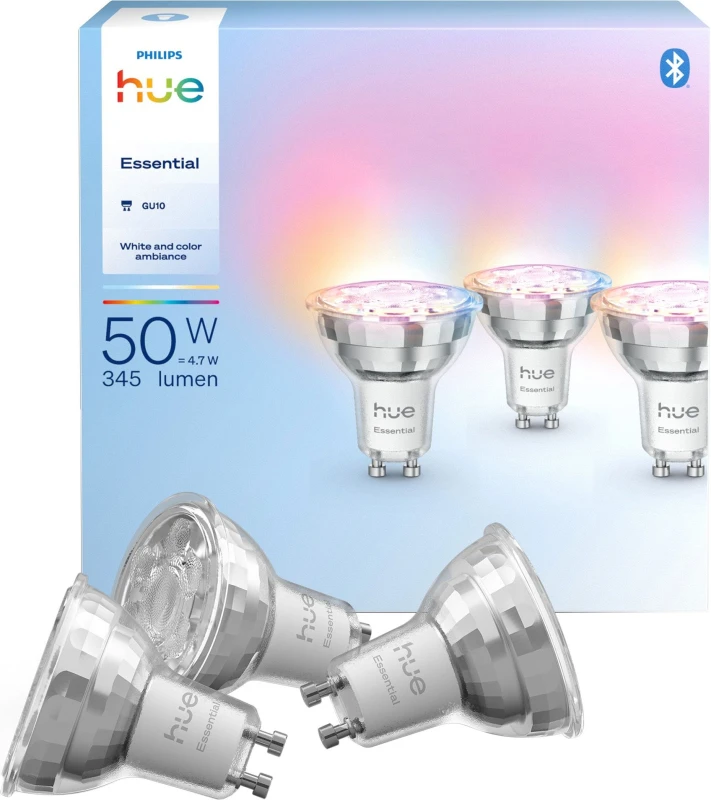 Image of Philips Hue White and colour ambience Essential GU10 - smart spotlight - 345 lm - 4.7W - 3-pack 929004235704