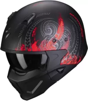 Image of Scorpion Covert-X Tattoo Helmet, black-red Size M black-red, Size M