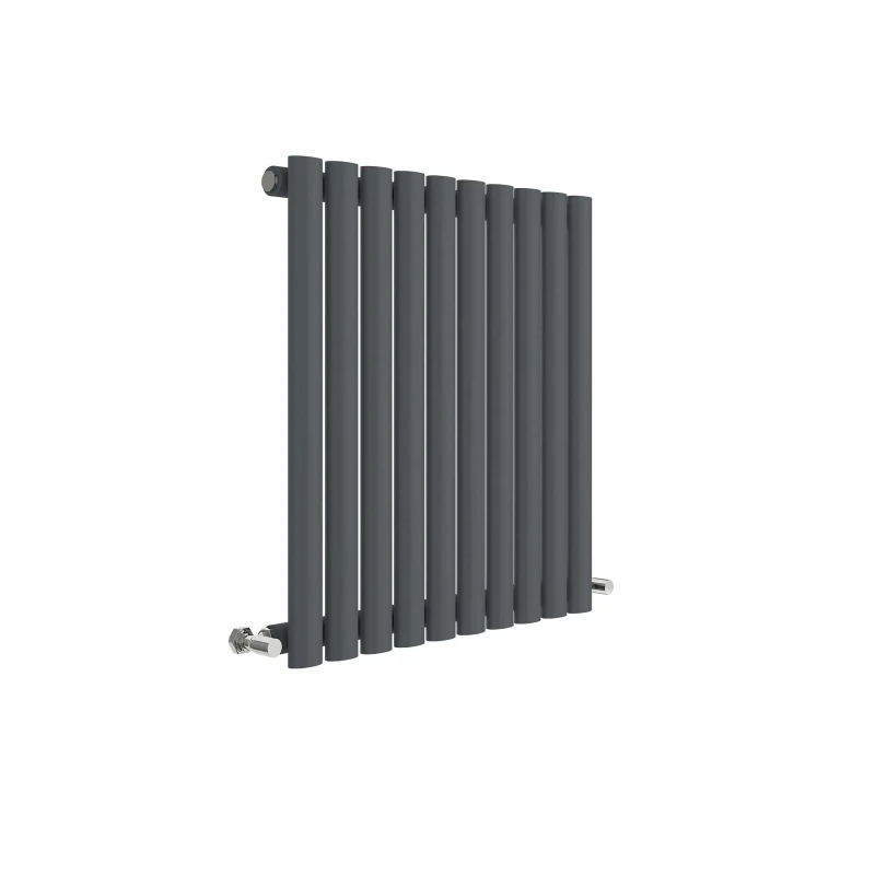 Image of Balterley Embrace Horizontal Single Panel Radiator, 600mm x 586mm - Anthracite in Grey Grey Unisex