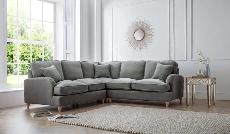 Image of The Great Sofa Company Orla 2 Corner 2 Manhattan Ice (no cutout) in Charcoal Charcoal Unisex