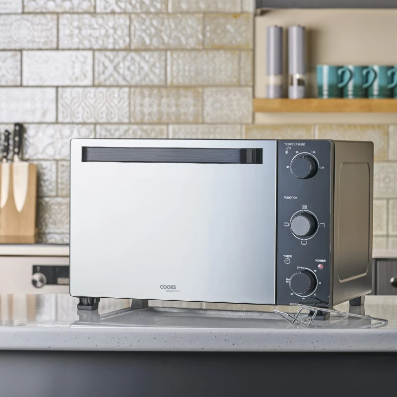 Image of Cooks Professional 28L Mini Oven - Electric Multifunction Countertop Cooker 1500W in Black Unisex