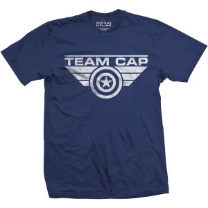 Image of Marvel Comics - Captain America Team Cap Logo Unisex Small T-Shirt - Blue