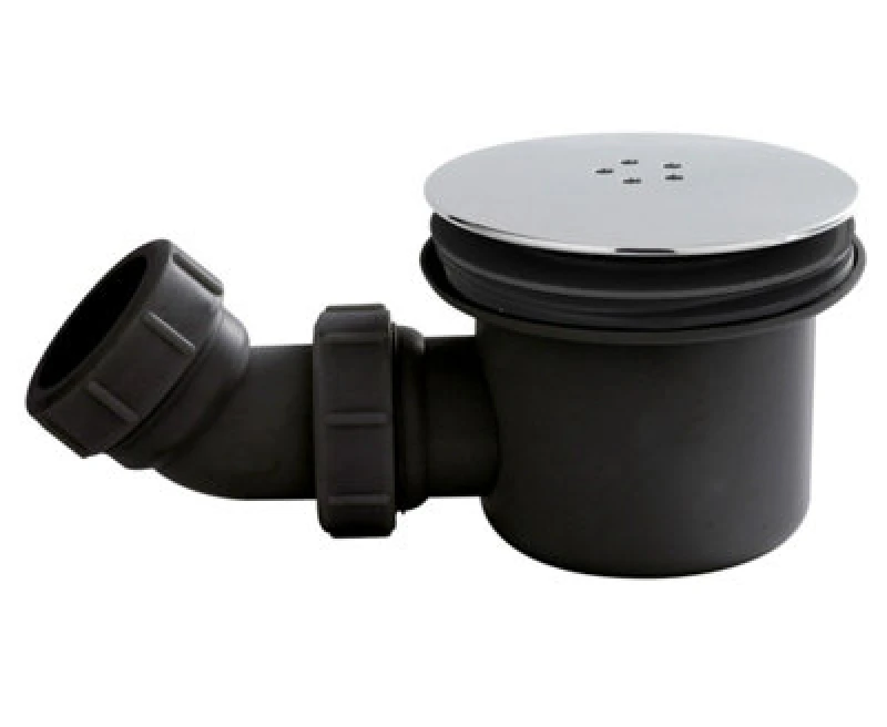 Image of Balterley Resin Shower Tray Mega Flow Waste Black with Chrome Top Black unisex