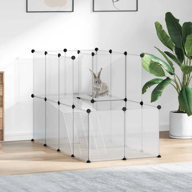 Image of vidaXL Small Animal Cage Transparent 142x74x93cm PP and Steel, Clear 340574