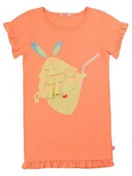 Image of Billieblush Girls Lemon Applique Short Sleeve T-Shirt Dress - Peach, Size 12 Years, Women
