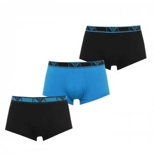 Image of Emporio Armani 3 Pack Trunks Black/Turquoise Size L Men