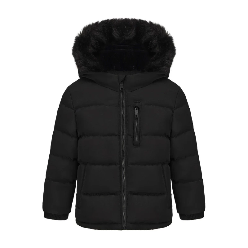 Image of SoulCal Kids 2 Zip Bubble Hooded Long Sleeve Short Puffer Jacket Black09 female 2-3 Yrs