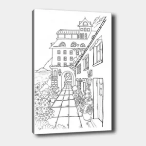 Image of MANDALA98 White Black Decorative Canvas Painting