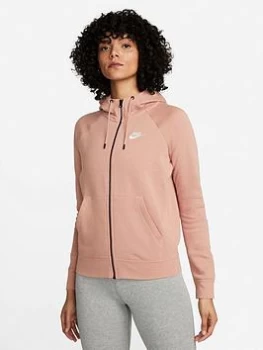Image of Nike Nsw Essential Full Zip Hoodie - Pink Size XL Women