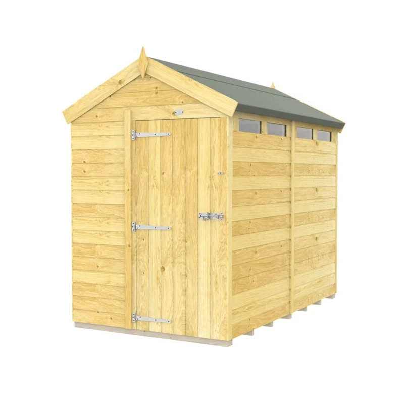 Image of Buttercup Farm 5 x 8 Feet Apex Security Shed - Single Door - L243 x W147 x H217cm in Brown Brown Unisex