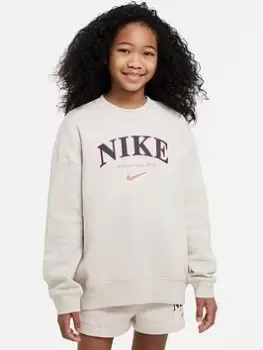 Image of Nike Older Girls Trend Crew Sweat - White, Size S=8-10 Years