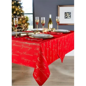 Image of The Spirit Of Christmas Jacquard Script Runner - Red/Gold
