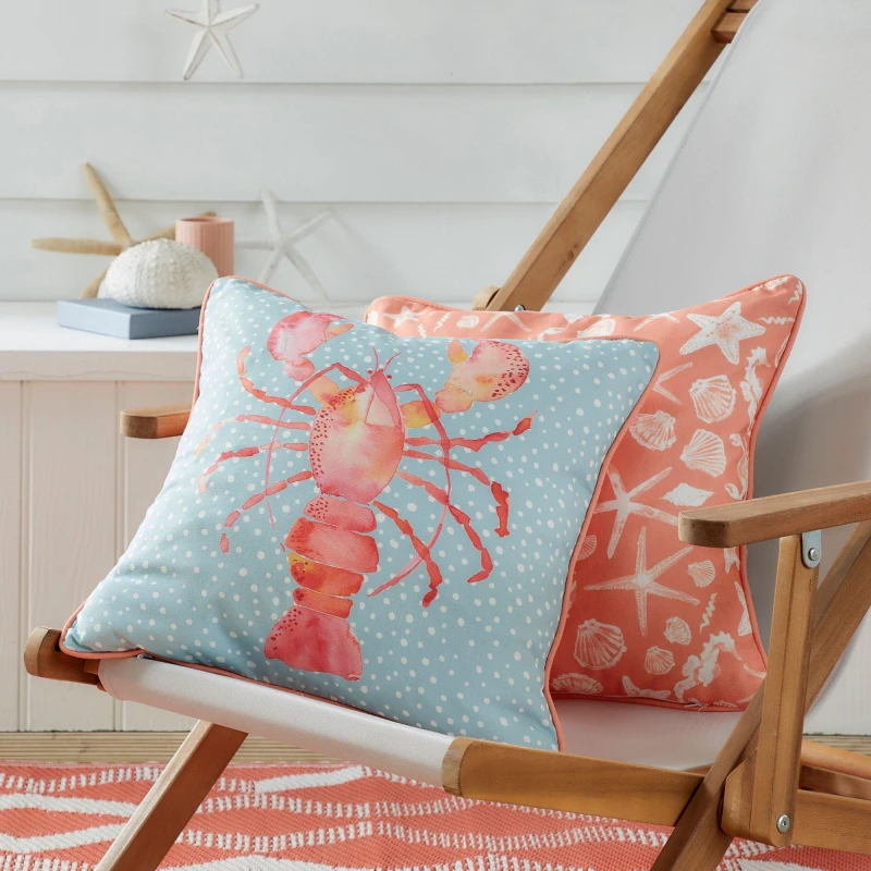 Image of Fusion 'Lobster' Outdoor Water & UV Resistant Garden Filled Bench Cushion Orange unisex