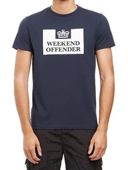 Image of Weekend Offender Printed T-Shirt - Navy, Size S, Men