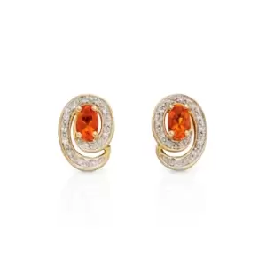 Image of JG Signature 9ct Gold Diamond & Fire Opal Stud Earrings