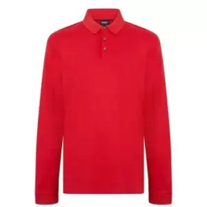 Image of BOSS Pado 11 Long Sleeve Logo Polo Shirt - Red