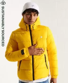 Image of Superdry Mens Sports Puffer Hooded Jacket Yellow / Nautical Yellow - Size: L