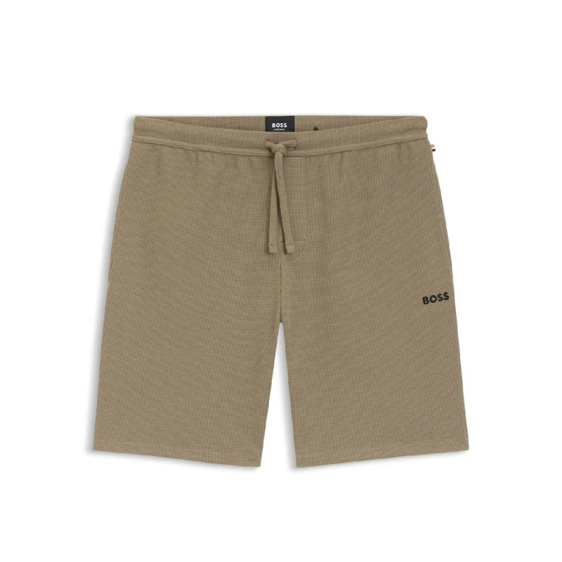 Image of Boss Mens Waffle Soft Texture Shorts Fleece Shorts Small Brown 47083905350
