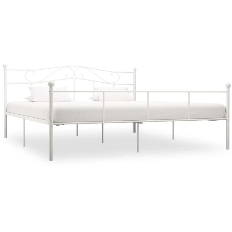 Image of VIDAXL 284521 Bed Frame without Mattress White Metal 180x200cm Super King vidaXL 284521
