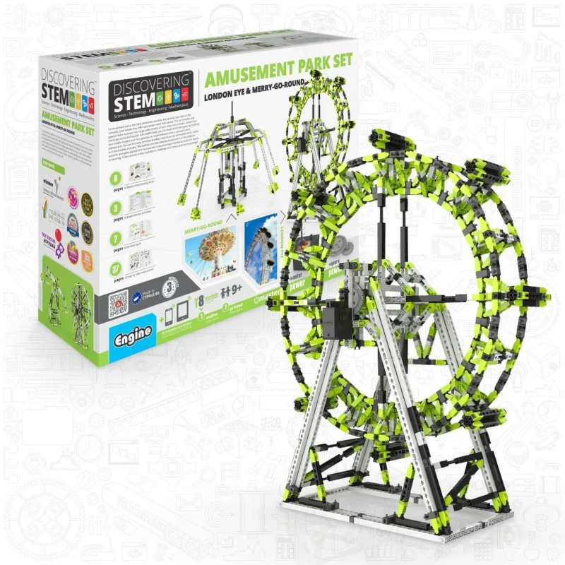 Image of Engino Discovering STEM Amusement Park Set Bright Green