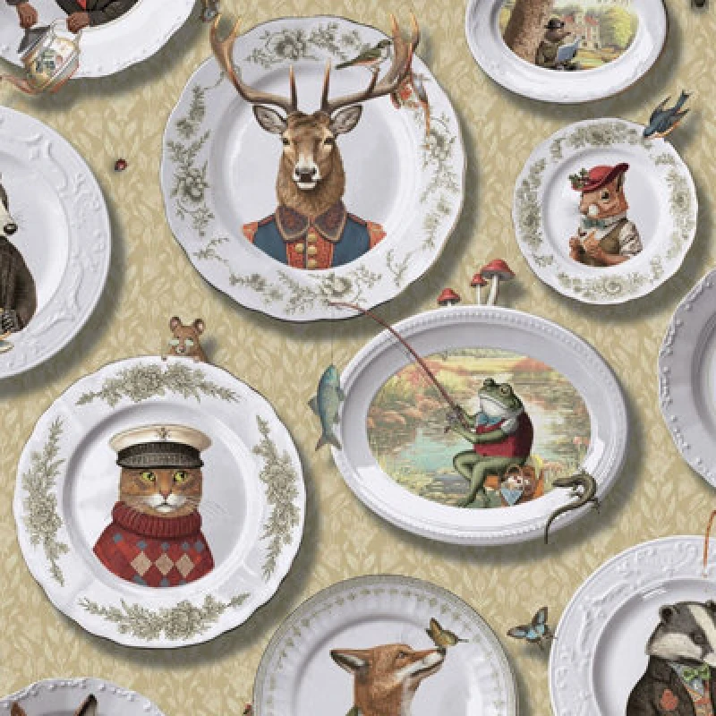 Image of Holden Decor Vintage Tea Party Ochre Wallpaper, Yellow 13940