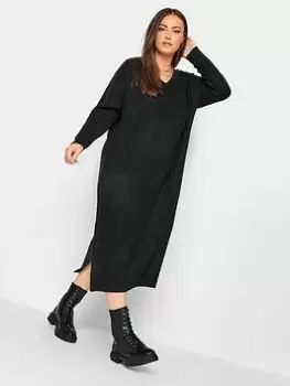 Image of Yours Lead In V Neck Acrylic Dress, Black, Size 26-28, Women
