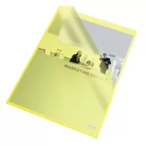 Image of Rexel Quality A4 Document Folder; Yellow Embossed; 115mic; Cut Flush;