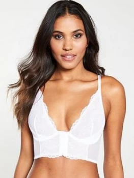 Image of Gossard Superboost Lace Deep V Bralet - White, Size 32E, Women
