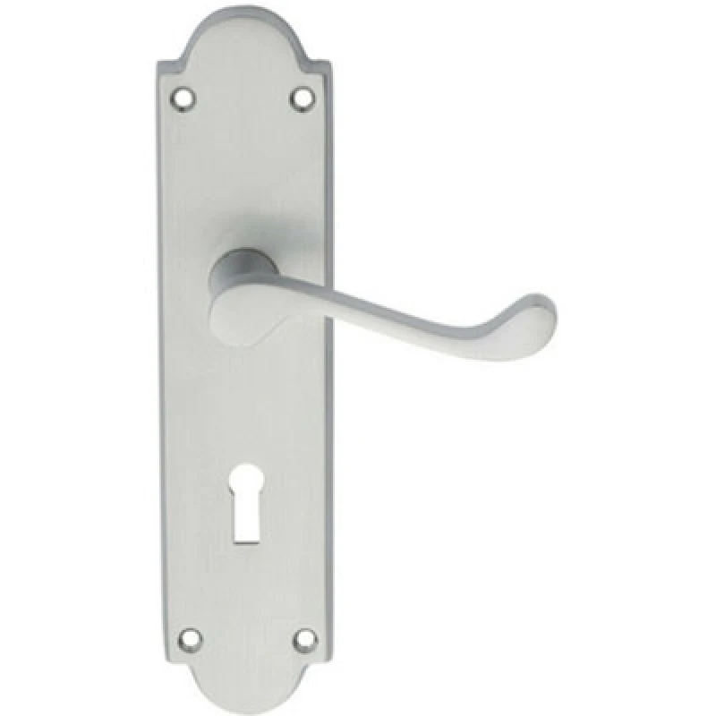 Image of Loops PAIR Victorian Scroll Handle on Lock Backplate 205 x 49mm Satin Chrome Multi