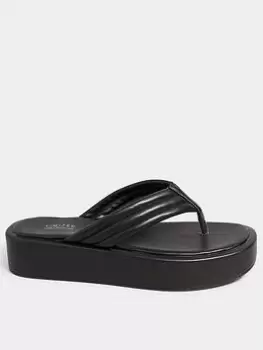 Image of Yours Wide Fit Toe Thong Flatform - Black, Size 5, Women