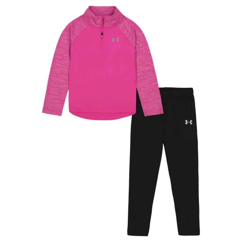 Image of Under Armour quarter Zip and Legging Set Infants - Pink Pink 2 - 3 Years