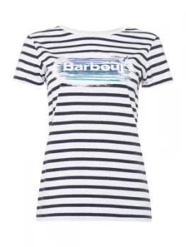 Image of Barbour Dover Short Sleeve Striped Print Tee White