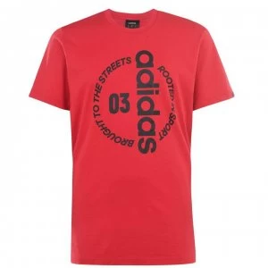 Image of adidas Circle Linear Mens T-Shirt - Red/Navy