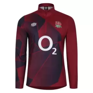 Image of Umbro England Rugby Warm Up Mid Layer Top 2023 2024 Adults - Red