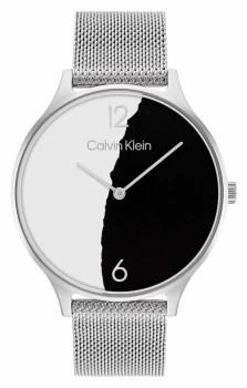 Image of Calvin Klein 25200007 Black and White Dial Stainless Steel Watch