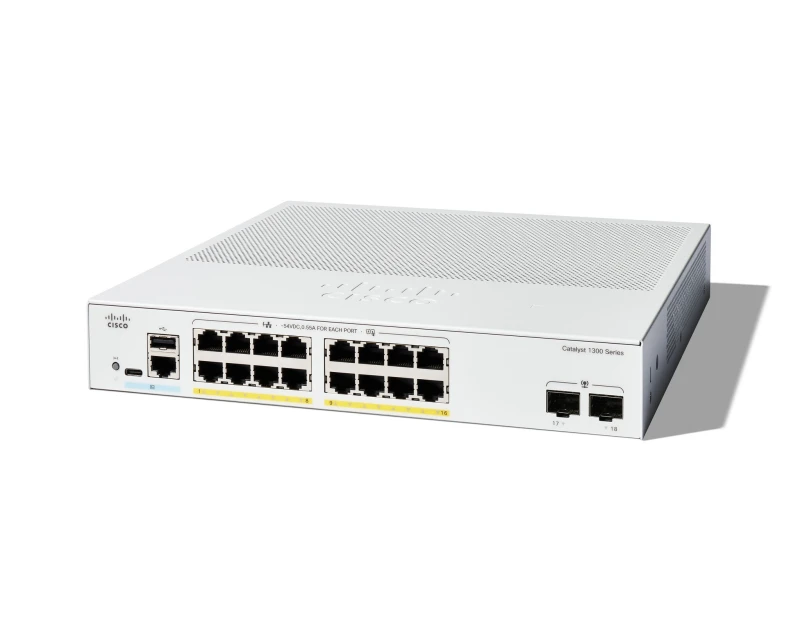 Image of Cisco Catalyst 1300 16p GE PoE 2x1G SFP Managed Switch C1300-16P-2G