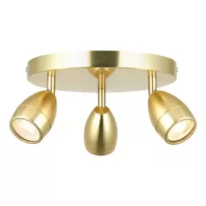 Image of Endon Porto Bathroom Round Spotlight, Satin Brass Plate, Glass, IP44