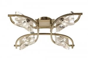 Image of Semi Flush Ceiling 4 Light G9, Antique Brass