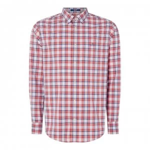 Image of Gant Gant Long Sleeve Tonal Plaid Shirt - Red 640